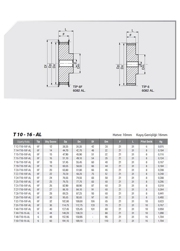 merpa-rulman-T10-16mm-tirger-disli